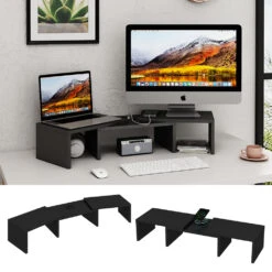 Monitorständer "Halva" Schwarz Mit QI-Ladestation Und USB Vicco 11 Monitorständer "Halva" Schwarz Mit QI-Ladestation Und USB Vicco -Möbel Store m6330 02 ol