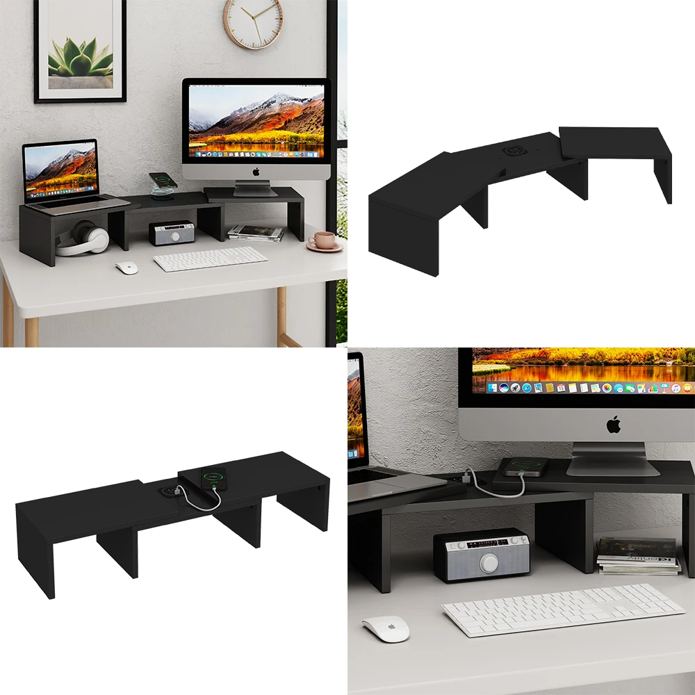 Monitorständer "Halva" Schwarz Mit QI-Ladestation Und USB Vicco 10 Monitorständer "Halva" Schwarz Mit QI-Ladestation Und USB Vicco – Bild 8