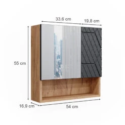 Badspiegelschrank "Irma" Eiche/Anthrazit Vicco 11 Badspiegelschrank "Irma" Eiche/Anthrazit Vicco -Möbel Store m6368 03 ol