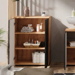 Badschrank "Irma" 60 X 81 Cm Eiche/Anthrazit 14 Badschrank "Irma" 60 X 81 Cm Eiche/Anthrazit -Möbel Store m6370 05 ol