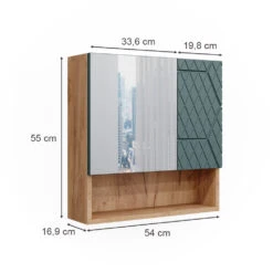 Spiegelschrank "Irma" Eiche/Grün Vicco 11 Spiegelschrank "Irma" Eiche/Grün Vicco -Möbel Store m6377 03 ol