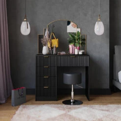 Schminktisch "Letti" Schwarz Kurz Mit Hocker Vicco -Möbel Store m6403 hs 04 ol