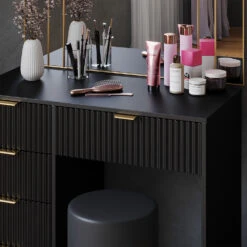 Schminktisch "Letti" Schwarz Kurz Mit Hocker Vicco -Möbel Store m6403 hs 05 ol