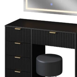 Schminktisch "Letti" Schwarz Kurz Mit LED-Spiegel Und Hocker Vicco -Möbel Store m6403 hs sled 06 ol