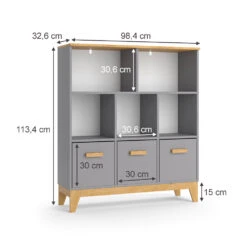 Regal "Malia" Grau/Eiche Mit 3 Schubladen Vicco -Möbel Store m6417 03 ol