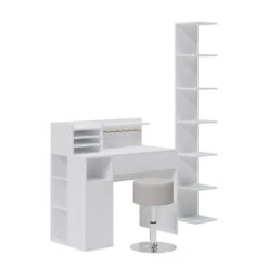 Basteltisch Weiß Mit Hocker Und Regal "Paolo" Vicco