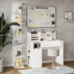 Basteltisch Weiß Mit Hocker Und Regal "Paolo" Vicco -Möbel Store m6452 04 ol