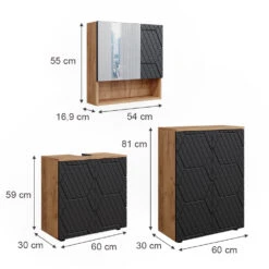 Badmöbelset "Irma" Eiche/Anthrazit 3-teilig Vicco 11 Badmöbelset "Irma" Eiche/Anthrazit 3-teilig Vicco -Möbel Store m6480 03 ol