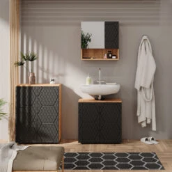 Badmöbelset "Irma" Eiche/Anthrazit 3-teilig Vicco 12 Badmöbelset "Irma" Eiche/Anthrazit 3-teilig Vicco -Möbel Store m6480 04 ol