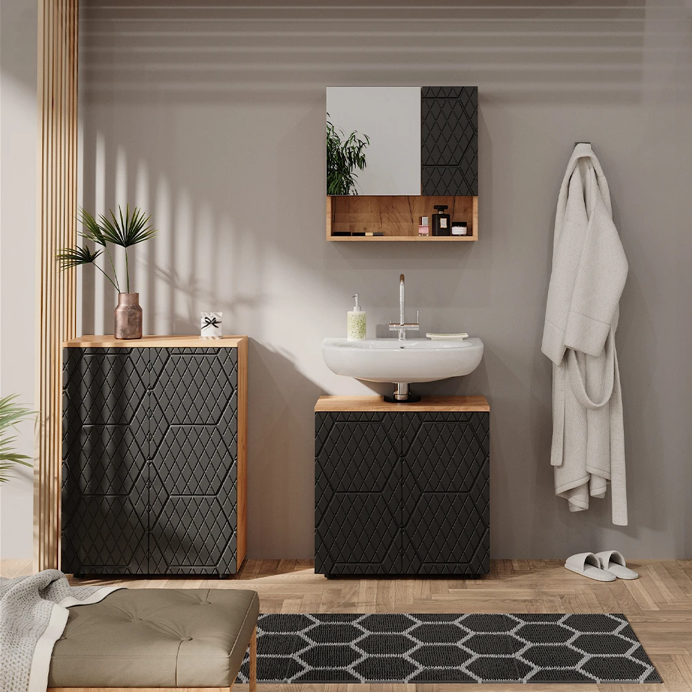 Badmöbelset "Irma" Eiche/Anthrazit 3-teilig Vicco 6 Badmöbelset "Irma" Eiche/Anthrazit 3-teilig Vicco – Bild 4