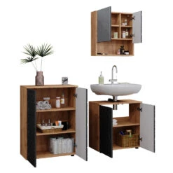 Badmöbelset "Irma" Eiche/Anthrazit 3-teilig Vicco 15 Badmöbelset "Irma" Eiche/Anthrazit 3-teilig Vicco -Möbel Store m6480 07 ol