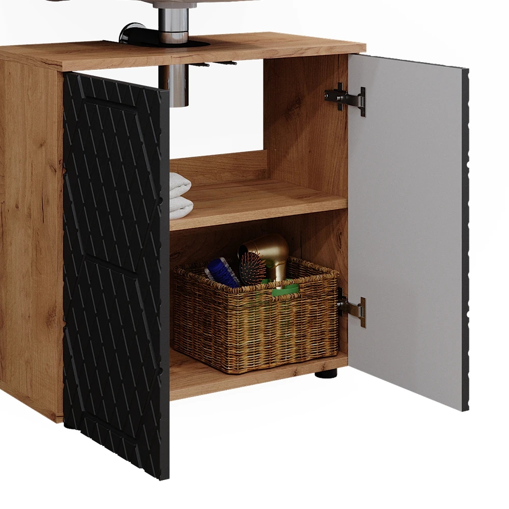 Badmöbelset "Irma" Eiche/Anthrazit 3-teilig Hochschrank Vicco 8 Badmöbelset "Irma" Eiche/Anthrazit 3-teilig Hochschrank Vicco – Bild 6