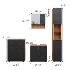Badmöbelset "Irma" Eiche/Anthrazit 4-teilig Mit Hochschrank Und Kommode Vicco 11 Badmöbelset "Irma" Eiche/Anthrazit 4-teilig Mit Hochschrank Und Kommode Vicco -Möbel Store m6482 03 ol