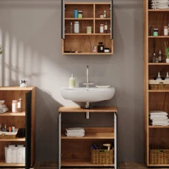 Badmöbelset "Irma" Eiche/Anthrazit 4-teilig Mit Hochschrank Und Kommode Vicco 13 Badmöbelset "Irma" Eiche/Anthrazit 4-teilig Mit Hochschrank Und Kommode Vicco -Möbel Store m6482 05 ol