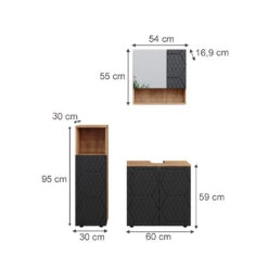Badmöbelset "Irma" Eiche/Anthrazit 4-teilig Mit Midischrank Vicco -Möbel Store m6483 03 ol