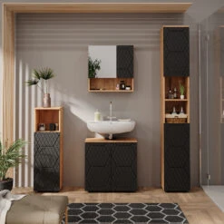 Badmöbelset "Irma" Eiche/Anthrazit 4-teilig Mit Hochschrank Und Midischrank Vicco 12 Badmöbelset "Irma" Eiche/Anthrazit 4-teilig Mit Hochschrank Und Midischrank Vicco -Möbel Store m6484 04 ol