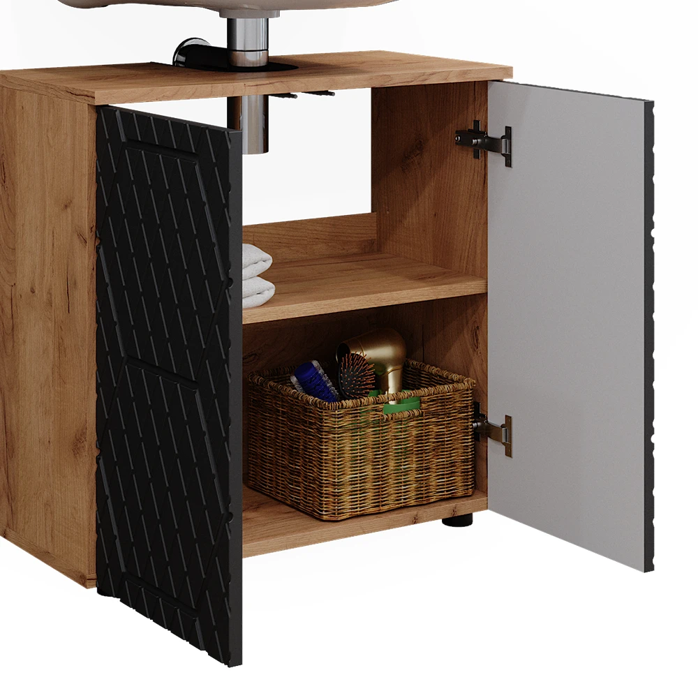 Badmöbelset "Irma" Eiche/Anthrazit 4-teilig Mit Hochschrank Und Midischrank Vicco 8 Badmöbelset "Irma" Eiche/Anthrazit 4-teilig Mit Hochschrank Und Midischrank Vicco – Bild 6