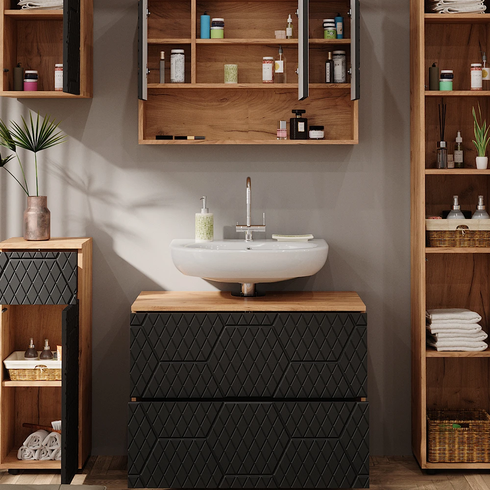 Badmöbelset "Irma" Eiche/Anthrazit 5-teilig Vicco 7 Badmöbelset "Irma" Eiche/Anthrazit 5-teilig Vicco – Bild 5