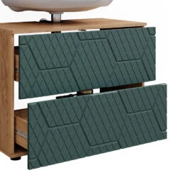 Badmöbel Set "Irma" Grün/Eiche 3 Teile, Mit Spiegelschrank 80 Cm Vicco -Möbel Store m6504 06 ol