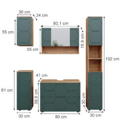 Badmöbel Set "Irma" Grün/Eiche 5 Teile Vicco 11 Badmöbel Set "Irma" Grün/Eiche 5 Teile Vicco -Möbel Store m6512 03 ol