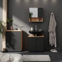 Badmöbel Set "Irma" Anthrazit/Eiche 3 Teile, Mit Unterschrank 80 Cm Vicco -Möbel Store m6514 04 ol