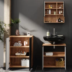 Badmöbel Set "Irma" Anthrazit/Eiche 3 Teile, Mit Unterschrank 80 Cm Vicco -Möbel Store m6514 05 ol