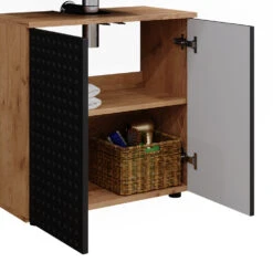 Badmöbel Set "Irma" Anthrazit/Eiche 3 Teile, Mit Unterschrank 80 Cm Vicco -Möbel Store m6514 06 ol