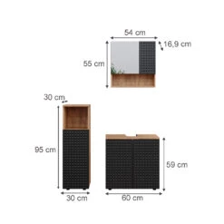 Badmöbel Set "Irma" Eiche/Anthrazit 3 Teile Vicco -Möbel Store m6517 03 ol
