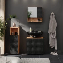 Badmöbel Set "Irma" Eiche/Anthrazit 3 Teile Vicco -Möbel Store m6517 04 ol