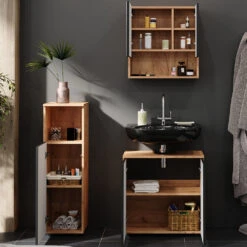 Badmöbel Set "Irma" Eiche/Anthrazit 3 Teile Vicco -Möbel Store m6517 05 ol