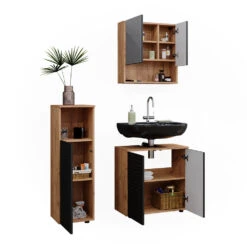 Badmöbel Set "Irma" Eiche/Anthrazit 3 Teile Vicco -Möbel Store m6517 07 ol