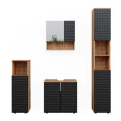 Badmöbel Set "Irma" Anthrazit Hochglanz 4 Teile, Mit Hochschrank Vicco