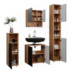 Badmöbel Set "Irma" Anthrazit Hochglanz 4 Teile, Mit Hochschrank Vicco 15 Badmöbel Set "Irma" Anthrazit Hochglanz 4 Teile, Mit Hochschrank Vicco -Möbel Store m6518 07 ol