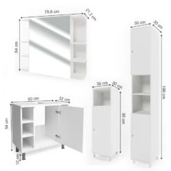 Badmöbel Set "Fynn" Weiß 4 Teile Vicco -Möbel Store m655 03 ol