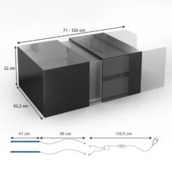 Couchtisch "Dandy" Schwarz Hochglanz 71 X 31.5 Cm Vicco -Möbel Store m 1816 03 ol